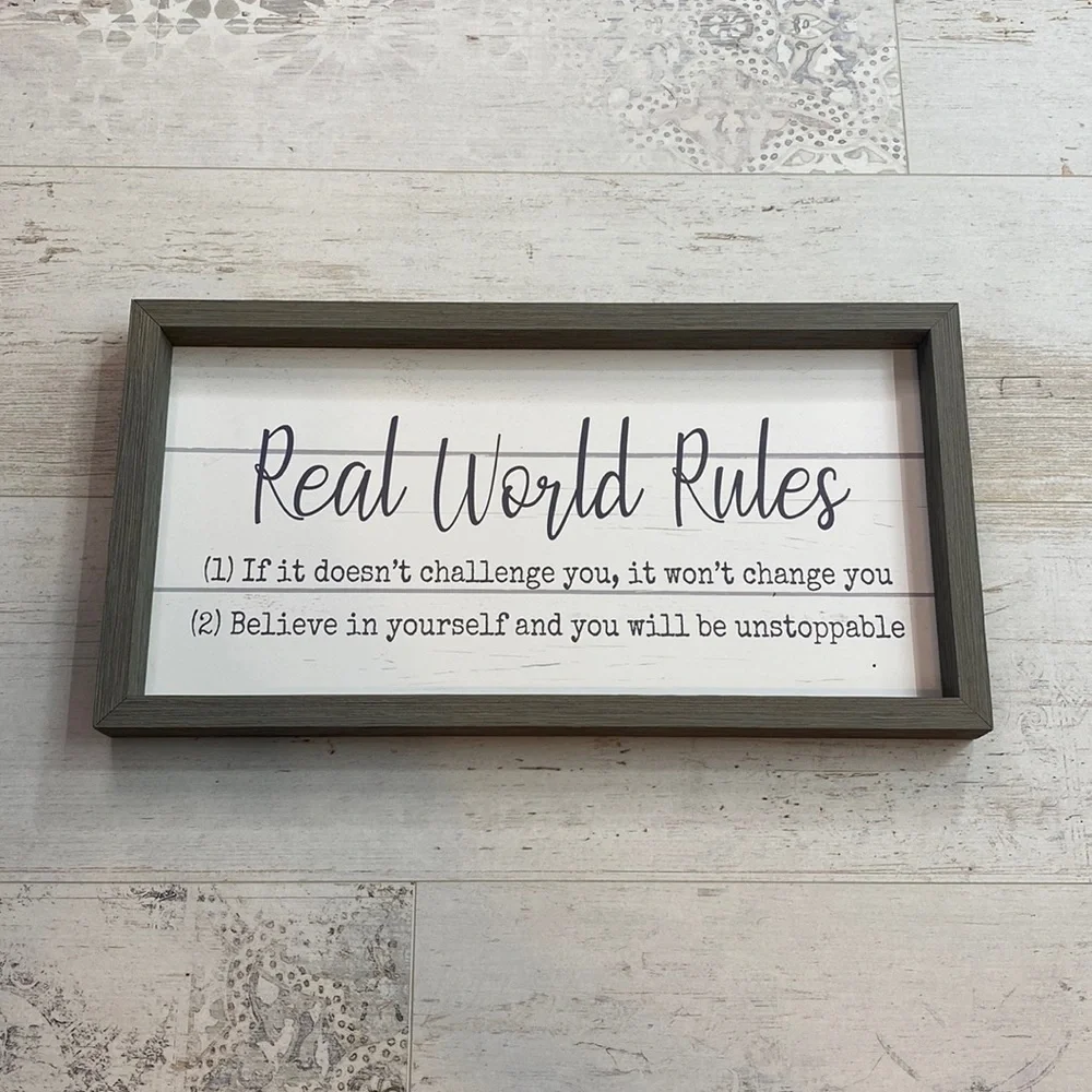 Real World Rules Sign Wall Home Decor